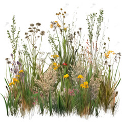 Meadow plants isolated on transparent background generative AI