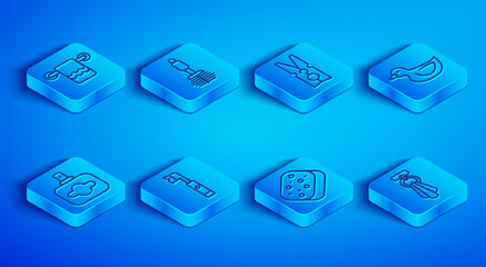 Set line Towel on a hanger, Toilet brush, Clothes pin, Electric toothbrush, Sponge, Rubber duck, Perfume and icon. Vector