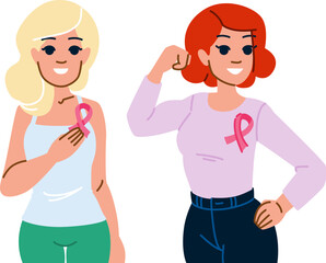 pink breast cancer vector. awareness symbol, hope support, sign day pink breast cancer character. people flat cartoon illustration