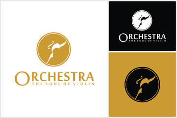 Silhouette of Golden Violin Cello Fiddle Contrabass Icon Logo Vector Design © ririn