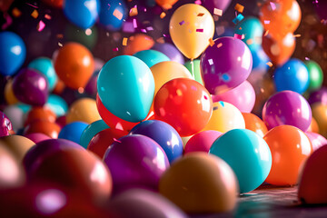 Fototapeta na wymiar Colorful party balloons on white background. Celebration happy birthday decoration