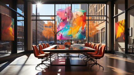Generative ai illustration of modern office space with sleek, minimalist design.