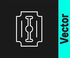 White line Blade razor icon isolated on black background. Vector