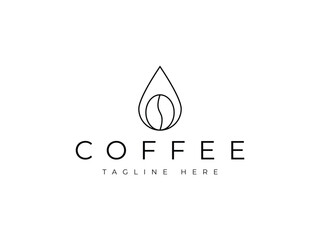 coffee bean drop drink line logo design
