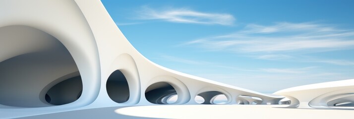 Fototapeta na wymiar Abstract architecture background, futuristic white arched interior 3d render