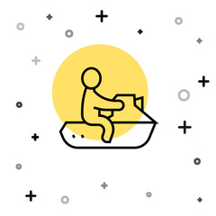 Black line Jet ski icon isolated on white background. Water scooter. Extreme sport. Random dynamic shapes. Vector