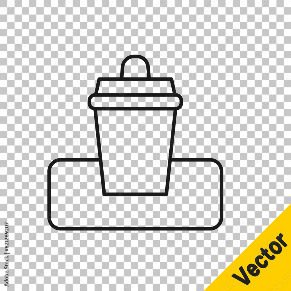 Poster black line trash can icon isolated on transparent background. garbage bin sign. recycle basket icon.