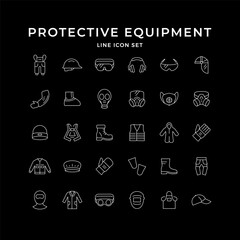 Set line icons of personal protective equipment - obrazy, fototapety, plakaty