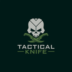 Skull Logo. Skull and Knife Logo Vector design. For mascot logo design in modern style, mascot logo template.