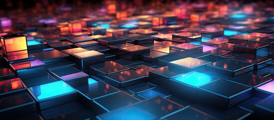 Colorful squares with neon lights