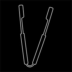 kitchen tongs cook line doodle element icon