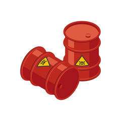 Isometric barrels with toxic waste, vector icon