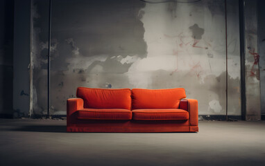 red leather sofa in a room