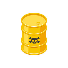 Isometric barrel with toxic waste, vector icon