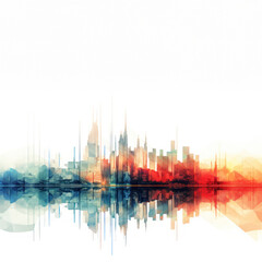 Obraz premium Cityscape on white copy space colorful prism style background.
