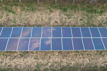 Modern solar power plant, photovoltaic panels green energy electricity production,new power plant,...