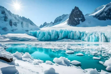 Fotobehang A breathtaking view of a glacier in a snowy landscape © Muhammad