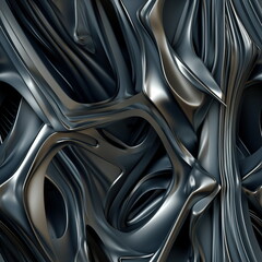 Elegant silver metal smooth line background. Abstract dark metallic stainless steel curve shapes. Created with generative Ai