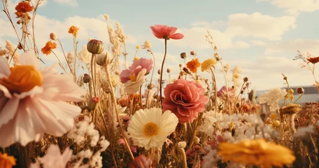 Zelfklevend Fotobehang Beautyful flowers on the field.  © Photo And Art Panda