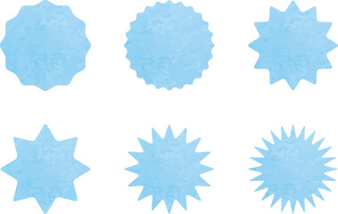 ジグザグ･ギザギザセット   きれいな水彩風 　青　水色