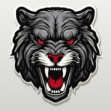 lion head mascot , sticker