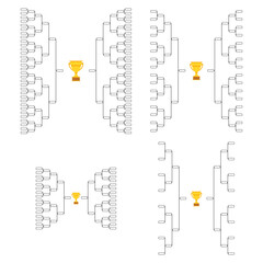 Set of Bracket sport tournament, blank elimination event sign, playoff match vector illustration