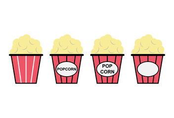 Set of Popcorn food design icon, web box snack flat vector illustration element