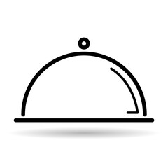 Waiter tray shadow icon, dish menu restaurant web symbol, lunch design vector illustration