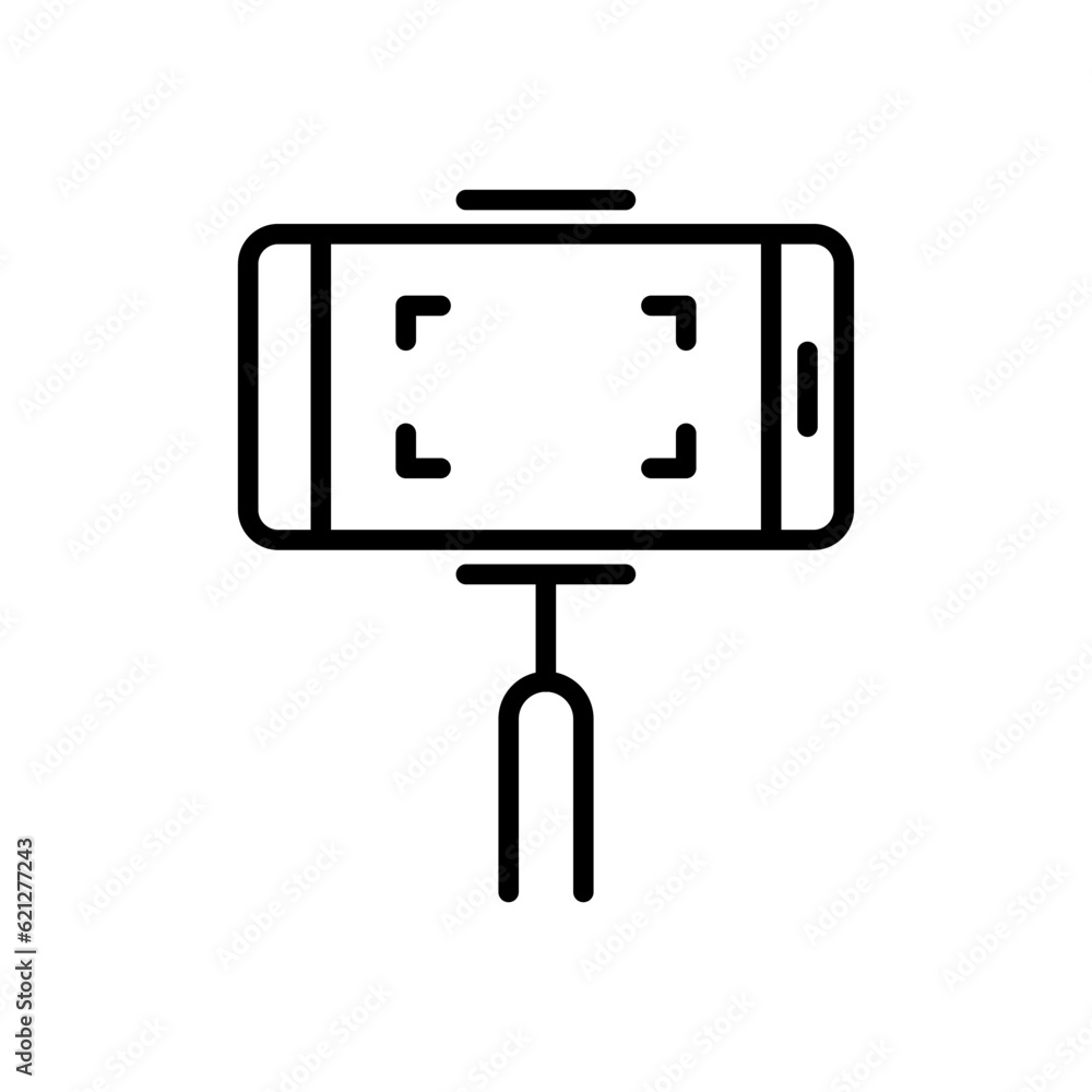 Poster selfy stick outline vector icon isolated on white background. selfy stick line icon for web, mobile 