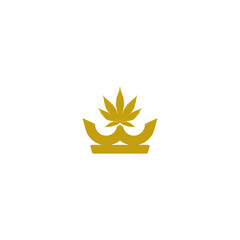 Crown and cannabis logo design isolated on white background