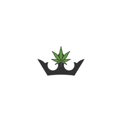 Crown and cannabis logo design isolated on white background