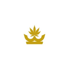 Crown and cannabis logo design isolated on white background