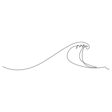 recommend clip art: Sea wave one line. Vector drawing on a white background.
                    