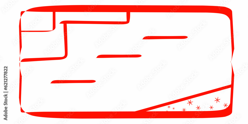 Wall mural illustration of a rectangle shape with red color on white background