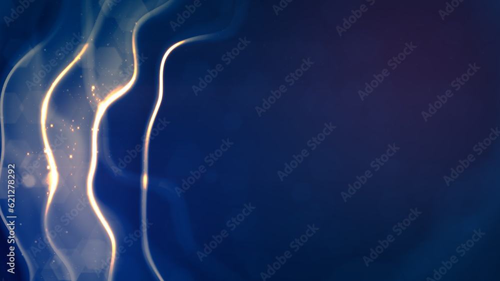 Poster gold and teal glowing ardent soft forms - abstract 3d rendering
