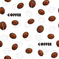Illustration of coffee beans with lettering against white background