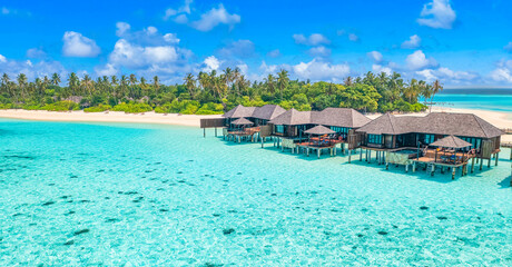 Beautiful amazing Maldives paradise. Fantastic tropical aerial travel landscape, seascape. Luxury...
