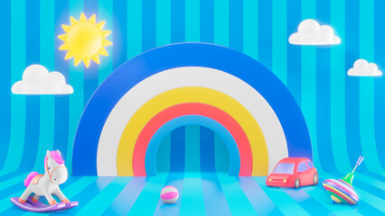 Children's playground in cartoon 3D style
