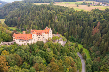 Bird's-eye view of Rabenstein Castle in Franconian Switzerland/Germany