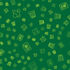 Set line Molecule, Chemistry report and Test tube on seamless pattern. Vector