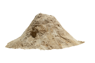 Pile of sand in construction site isolated on white background included clipping path.