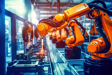 Industrial technology concept. Factory automation. Smart factory. INDUSTRY 4.0. industrial revolution and IOT software to control operation.