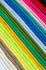 A bright palette of multi-colored, cotton threads for macrame.