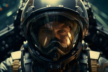 Fototapeta premium AI generated fighter jet pilot