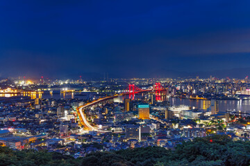 Fototapeta premium 高塔山展望台から見る北九州小倉の景色