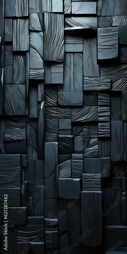 Poster black wall background composed of different blocks. generative ai