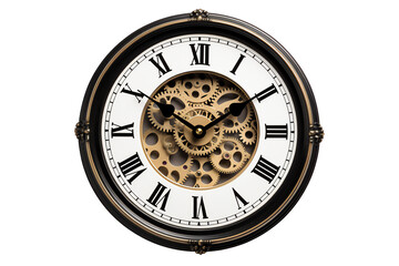 Wall clock  png file cut out and isolated on a transparent background, computer Generative AI stock illustration - obrazy, fototapety, plakaty