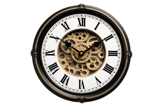 Wall clock  png file cut out and isolated on a transparent background, computer Generative AI stock illustration