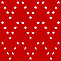Seamless pattern with white stars on red background. Vector illustration.