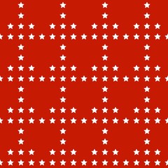 Seamless pattern with white stars on red background. Vector illustration.